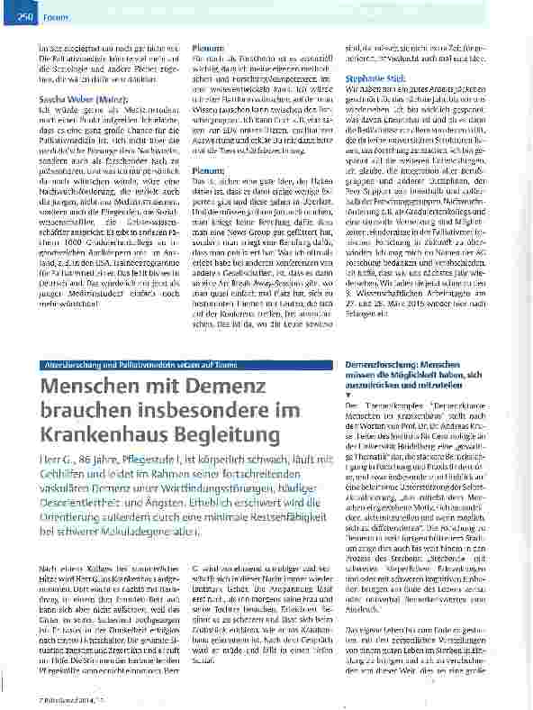 Vorschauseite 3: „Palliativmedizinische Forschung - Hindernisse überwinden