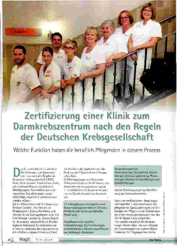 Vorschauseite 1: Zertifizierung einer Klinik zum Darmkrebszentrum nach den regeln der Deutschen Krebsgesellschaft