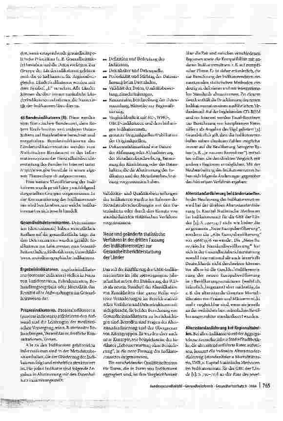 Vorschauseite 4: Der neue Länderindikatorensatz für die Gesundheitsberichterstattung