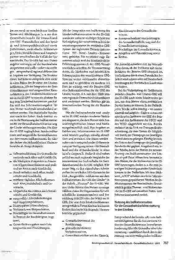 Vorschauseite 6: Der neue Länderindikatorensatz für die Gesundheitsberichterstattung