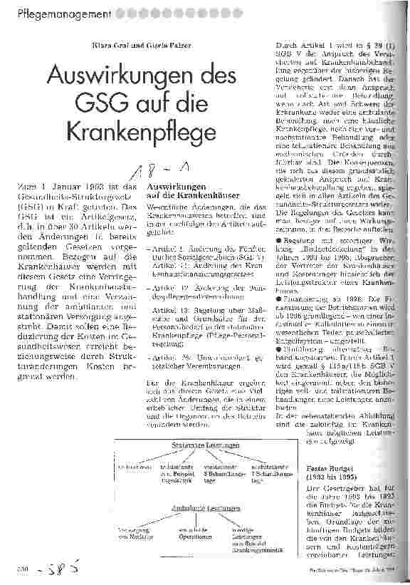 Vorschauseite 1: Auswirkungen des Gesundheitsstruktuergesetz auf die Krankenpflege