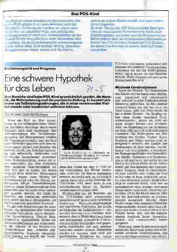 Vorschauseite 1: Eine schwere Hypothek für das Leben Erscheinungsbild und Prognose POS