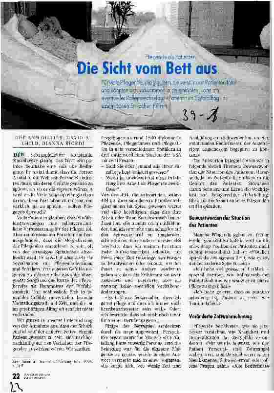 Vorschauseite 1: Die Sicht vom Bett aus Pflegende als Patienten