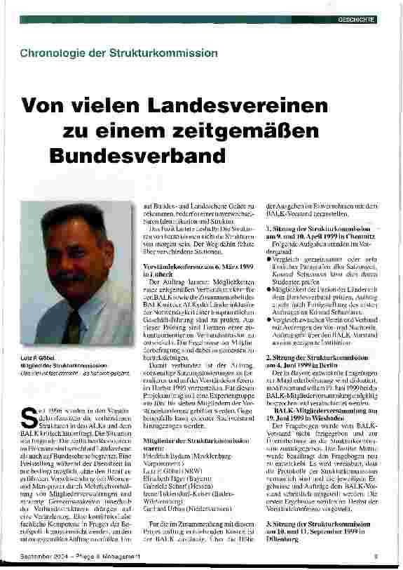 Vorschauseite 1: Von vielen Landesvereinen zu einem zeitgemäßen BundesverbandChronologie der Strukturkommission