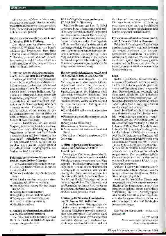 Vorschauseite 2: Von vielen Landesvereinen zu einem zeitgemäßen BundesverbandChronologie der Strukturkommission