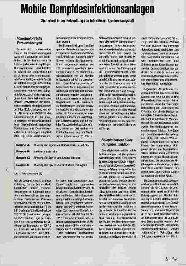 Vorschauseite 1: Mobile Dampfdesinfektionsanlagen Sicherheit in der Behandlung von infektiösem Krankenhausabfall