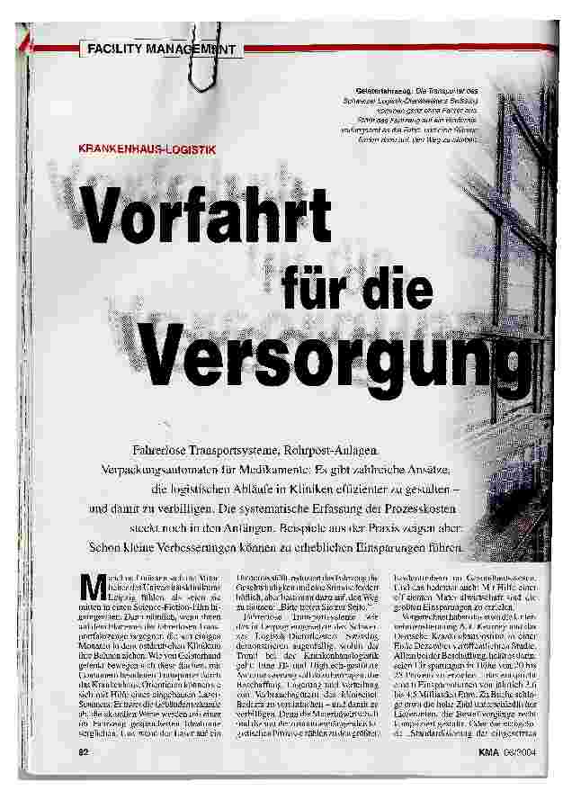 Vorschauseite 1: Vorfahrt für die Versorgung