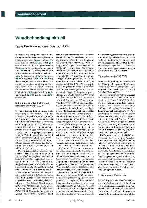 Vorschauseite 1: Wundbehandlung aktuellErster Dreiländerkongress Wund-D.A.CH