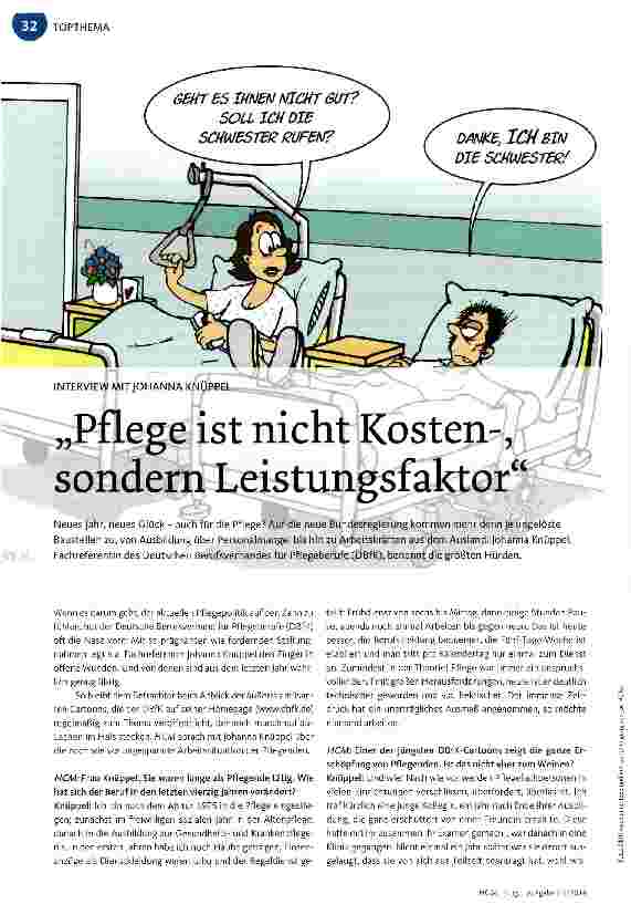 Vorschauseite 1: „Pflege ist nicht Kosten-, sondern Leistungsfaktor