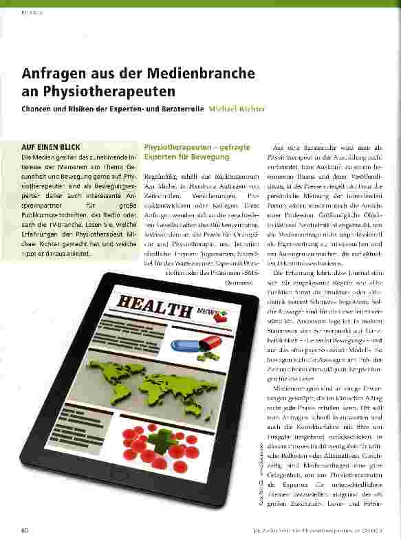Vorschauseite 1: Anfragen aus der Medienbranche an Physiotherapeuten
