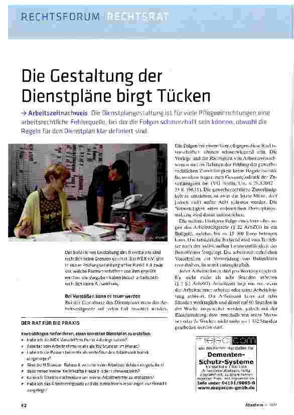 Vorschauseite 1: Die Gestaltung der Dienstpläne birgt Tücken