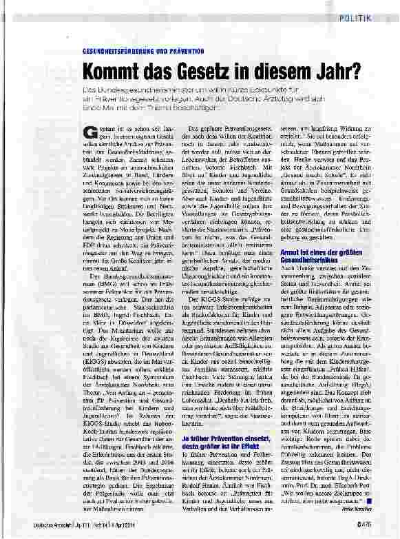 Vorschauseite 1: Kommt das Gesetz in diesem Jahr?