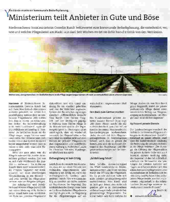 Vorschauseite 1: Verbände monieren kommunale BedarfsplanungMinisterium teilt Anbieter in Gute und Böse