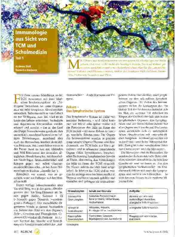 Vorschauseite 1: Immunologie aus Sicht von TCM und Schulmedizin Teil 1
