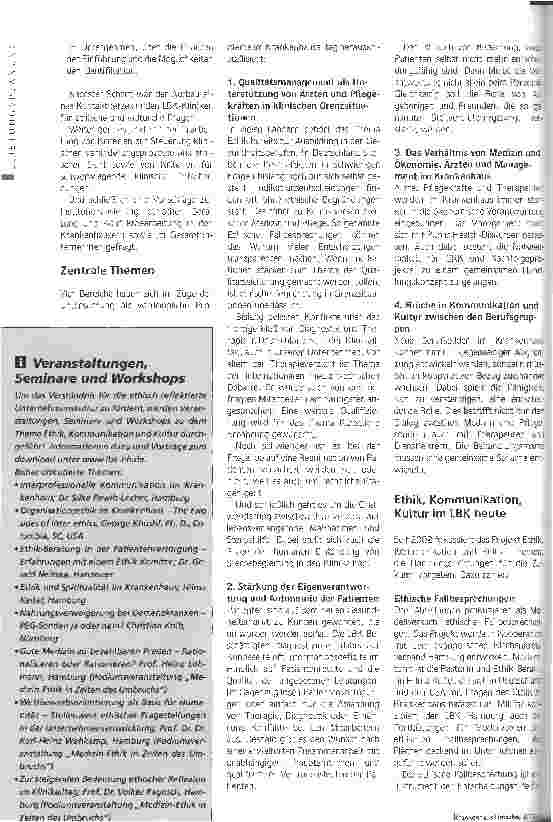 Vorschauseite 2: Das Ethik-ProjektEthik, Kommunikation, Kultur im LBK Hamburg