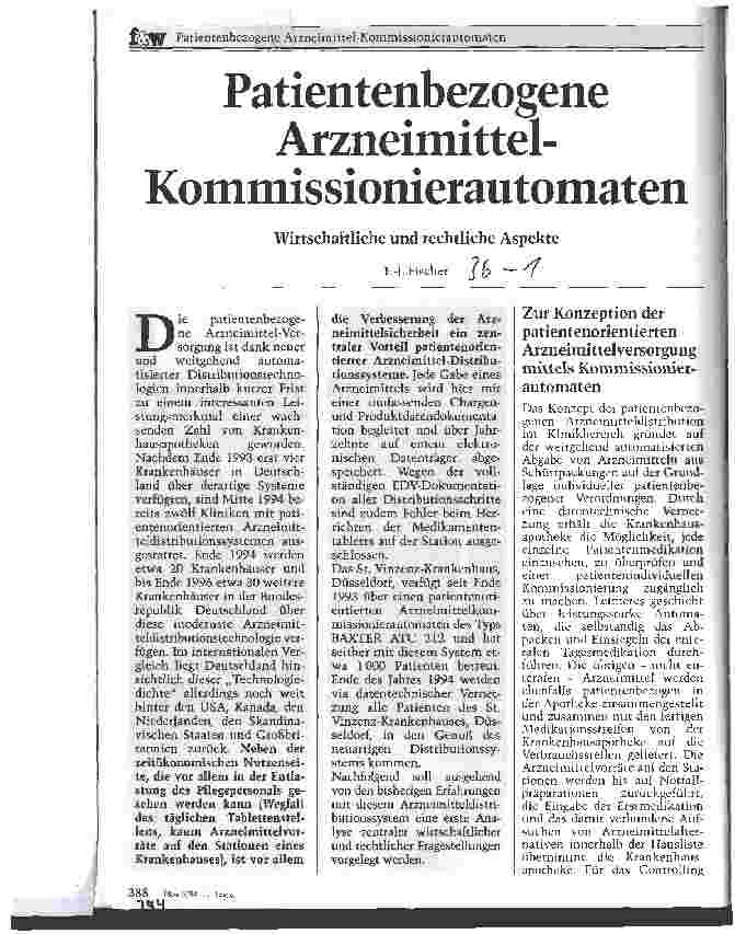 Vorschauseite 1: Patientenbezogene Arzneimittel-Kommissionierungsautomaten Wissenschaftliche und rechtliche Aspekte