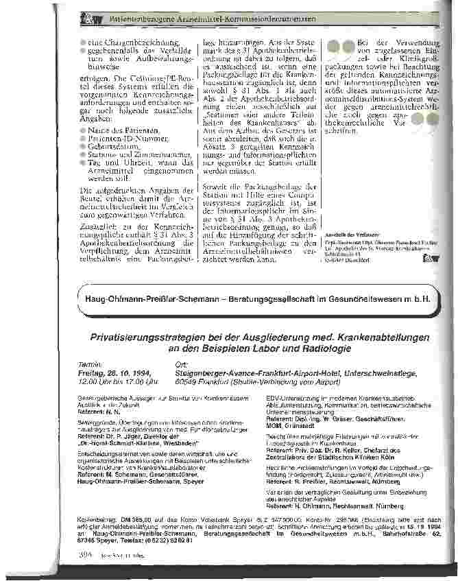 Vorschauseite 6: Patientenbezogene Arzneimittel-Kommissionierungsautomaten Wissenschaftliche und rechtliche Aspekte