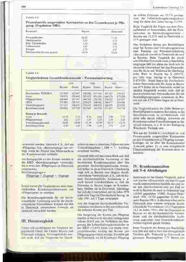 Vorschauseite 4: Vergleich der Kostenrechnungsergebnisse Österreich - Bayern 1979/1981