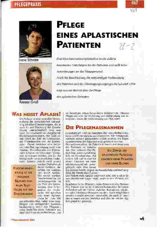 Vorschauseite 1: Pflege eines aplastischen Patienten