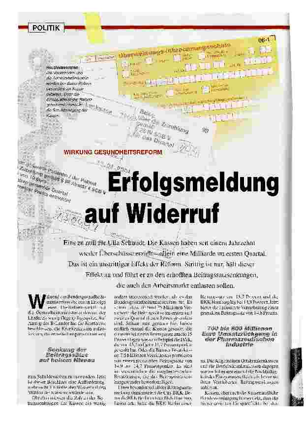 Vorschauseite 1: Erfolgsmeldung auf Widerruf
