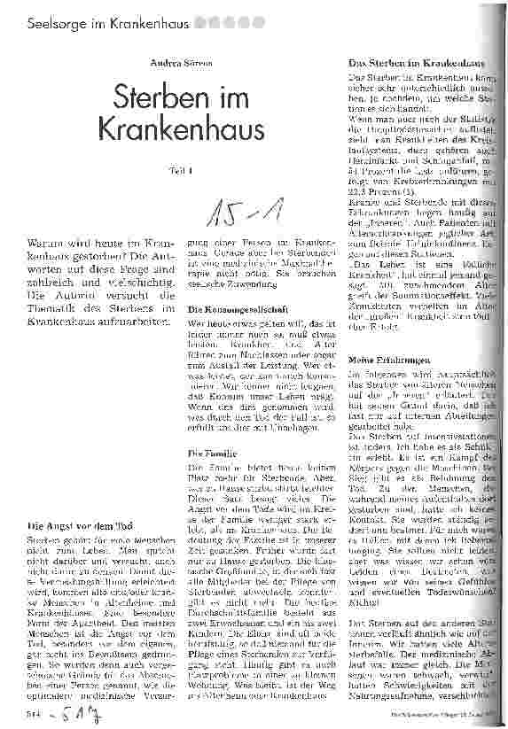 Vorschauseite 1: Sterben im Krankenhaus Teil 1