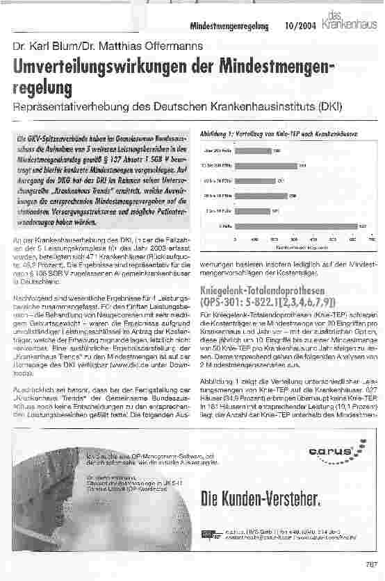 Vorschauseite 1: Umverteilungswirkungen der Mindestmengenregelung