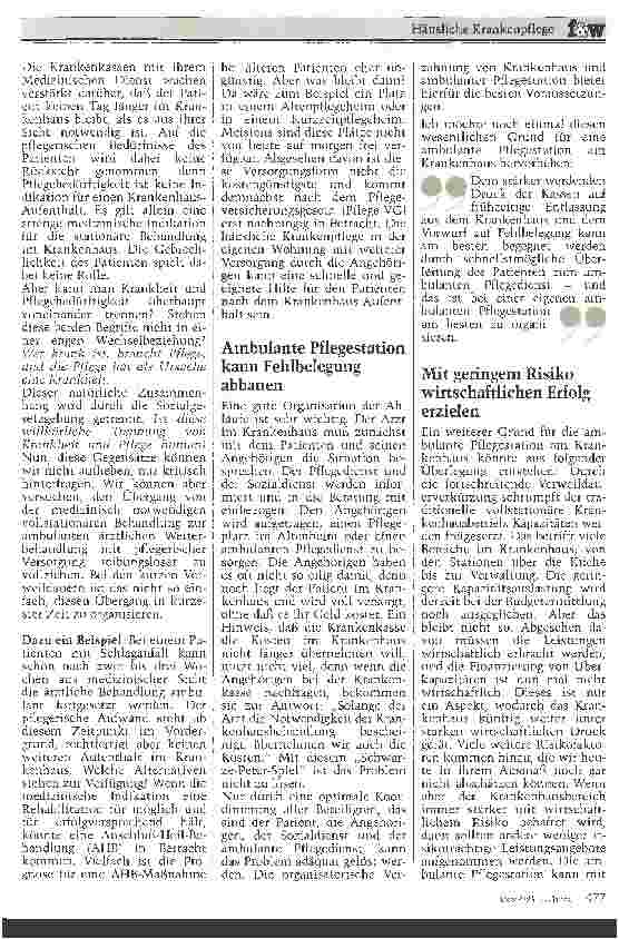 Vorschauseite 2: Häusliche Krankenpflege Eine Aufgabe auch für Krankenhäuser?