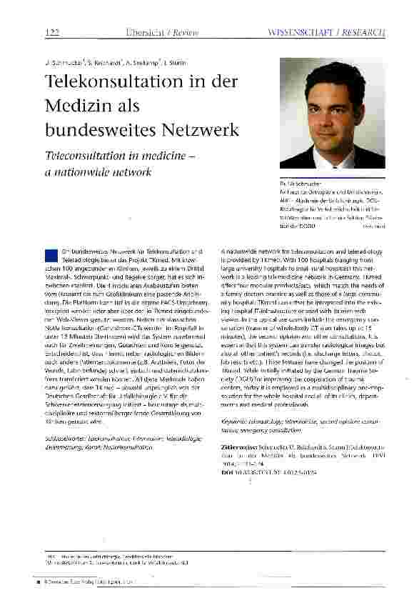 Vorschauseite 1: Telekonsultation in der Medizin als bundesweites Netzwerk