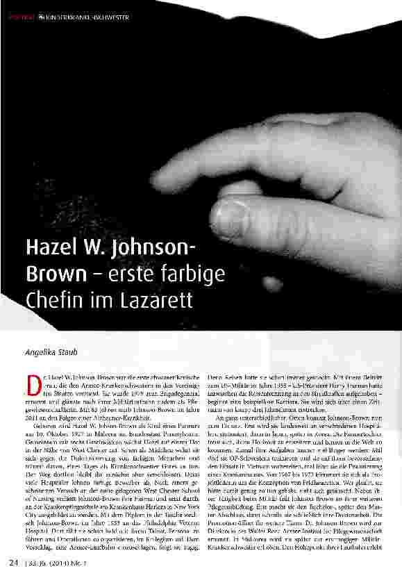 Vorschauseite 1: Hazel W. Johnson-Brown - erste farbige Chefin im Lazarett