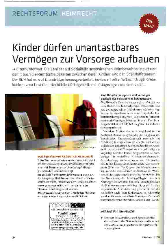 Vorschauseite 1: Kinder dürfen unantastbares Vermögen zur Vorsorge aufbauen