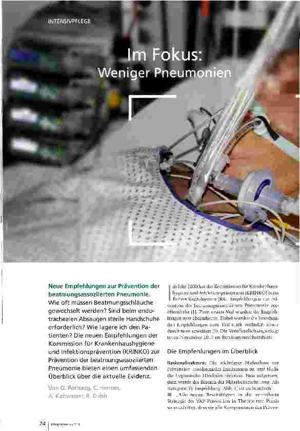 Vorschauseite 1: Im Fokus: Weniger Pneumonien
