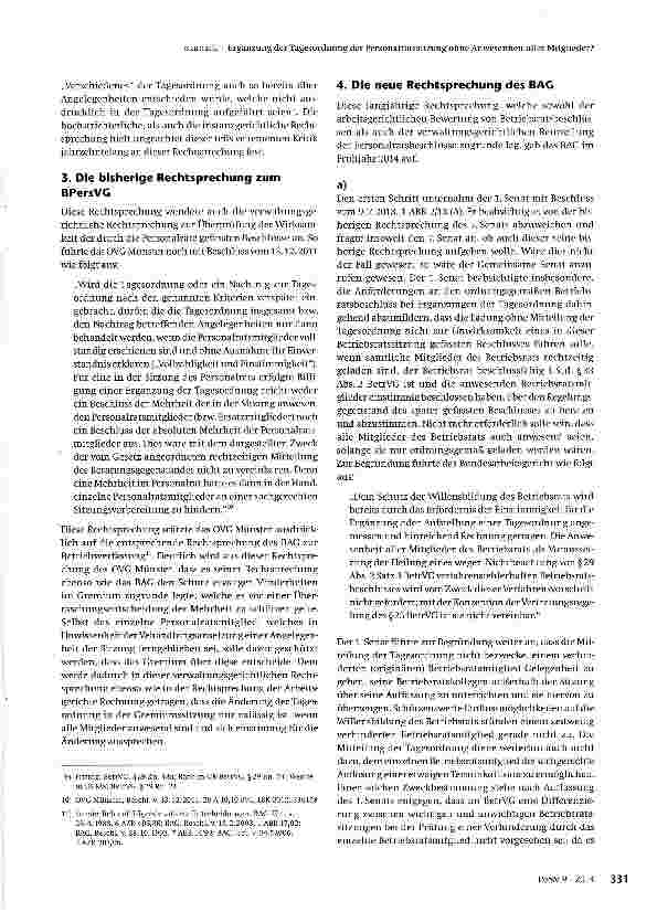Vorschauseite 3: Ergänzung der Tagesordnung der Personalratssitzung ohne Anwesenheit aller Mitglieder?