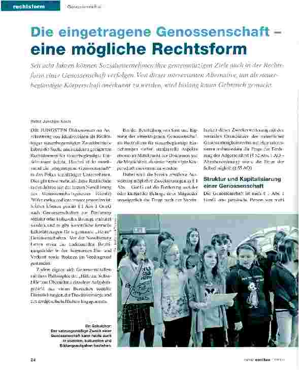 Vorschauseite 1: Die eingetragene Genossenschaft - eine mögliche Rechtsform