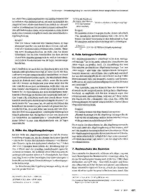 Vorschauseite 3: Urlaubsabgeltung bei aus dem aktiven Dienst ausgeschiedenen Beamten