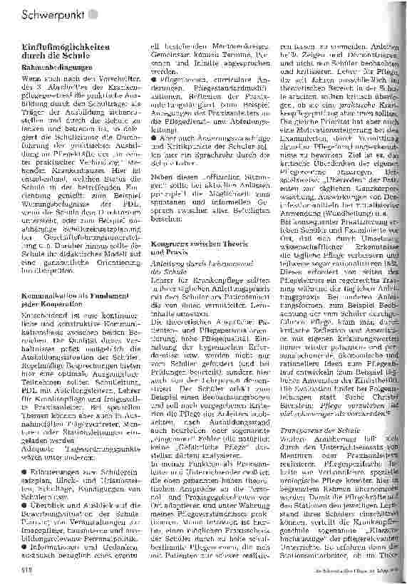 Vorschauseite 2: Krankenpflegeausbildung in Theorie und Praxis Einflußmöglichkeiten von Schule und PDL, die praktische Ausbildung effektiver zu gestalten