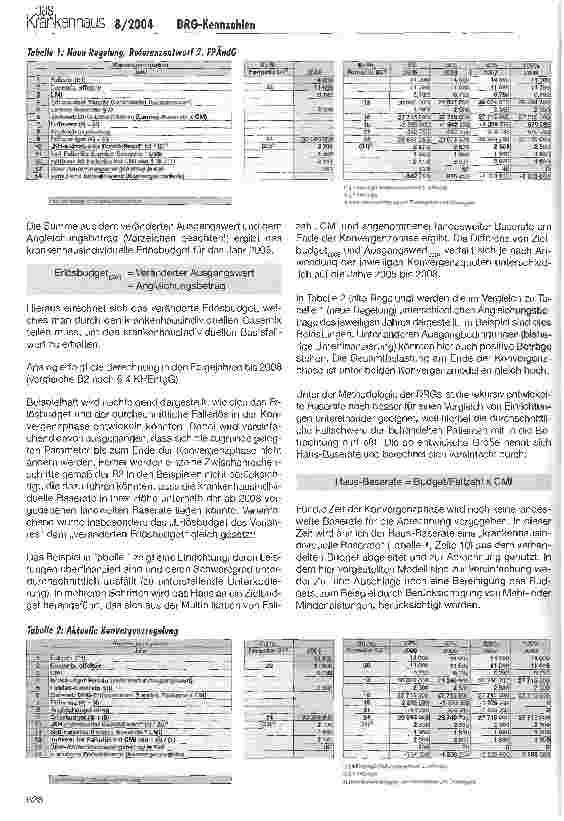 Vorschauseite 2: DRG-Kennzahlen für die strategische PlanungWelche Konsequenzen hat der Referentenentwurf für die Konvergenzphase?