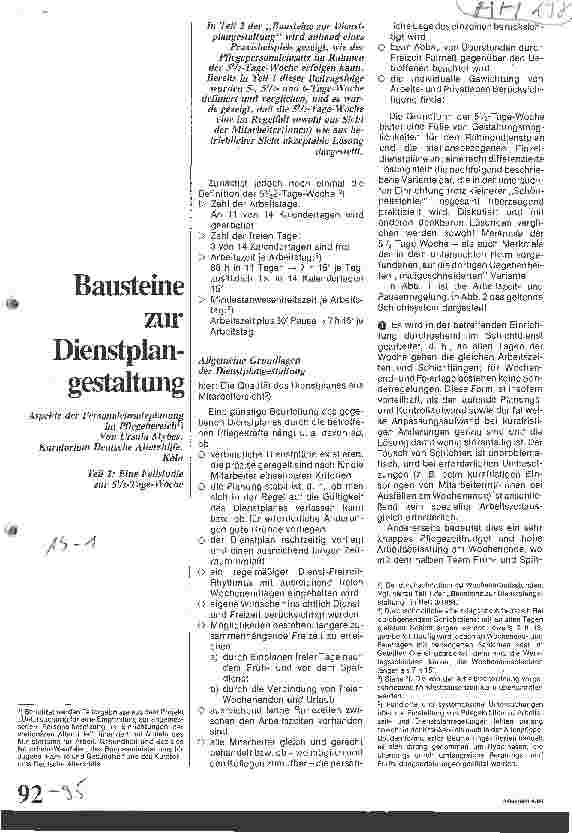 Vorschauseite 1: Bausteine zur Dienstplangestaltung / Aspekte der Personaleinsatzplanung im Pflegebereich // Teil: 2