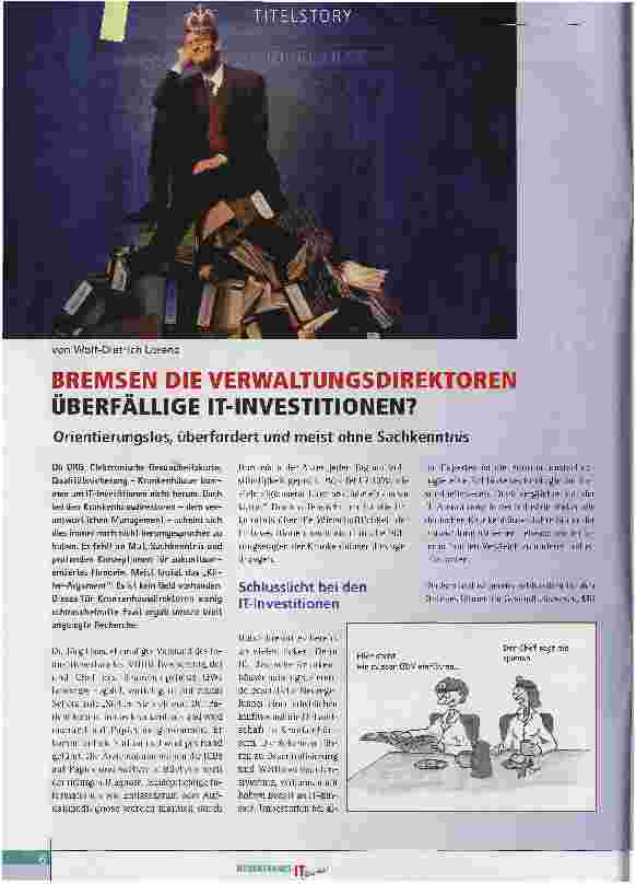Vorschauseite 1: BREMSEN DIE VERWALTUNGSDIREKTOREN ÜBERFÄLLIGE IT-INVESTITIONEN? Orientierungslos, überfordert und meist ohne Sachkenntnis