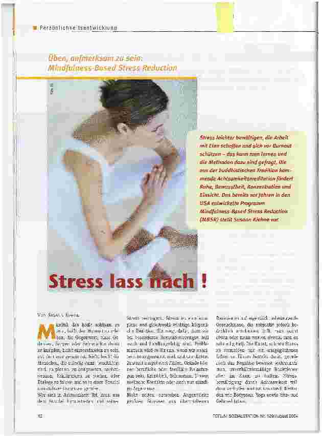 Vorschauseite 1: Üben, aufmerksam zu sein; Mindfulness-Based Stress ReductionStress lass nach!