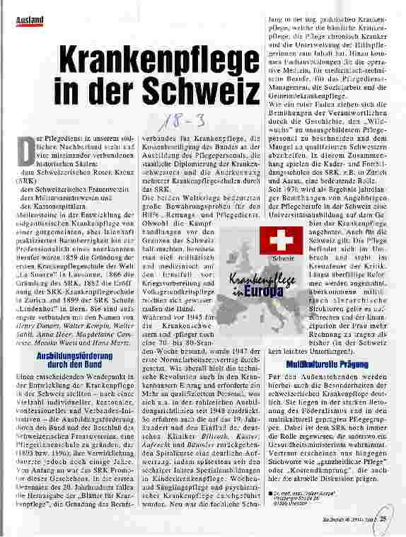 Vorschauseite 1: Krankenpflege in der Schweiz