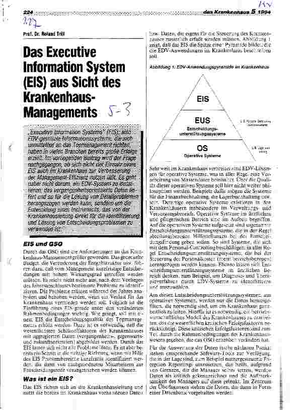 Vorschauseite 1: Das Executive Information System (EIS) aus Sicht des Krankenhausmanage ments