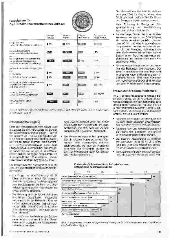 Vorschauseite 2: Fragen zur gegenwärtigen Situation in der Kinderkrankenpflege