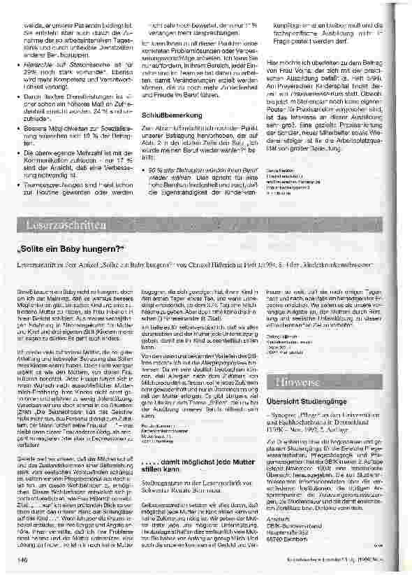Vorschauseite 3: Fragen zur gegenwärtigen Situation in der Kinderkrankenpflege