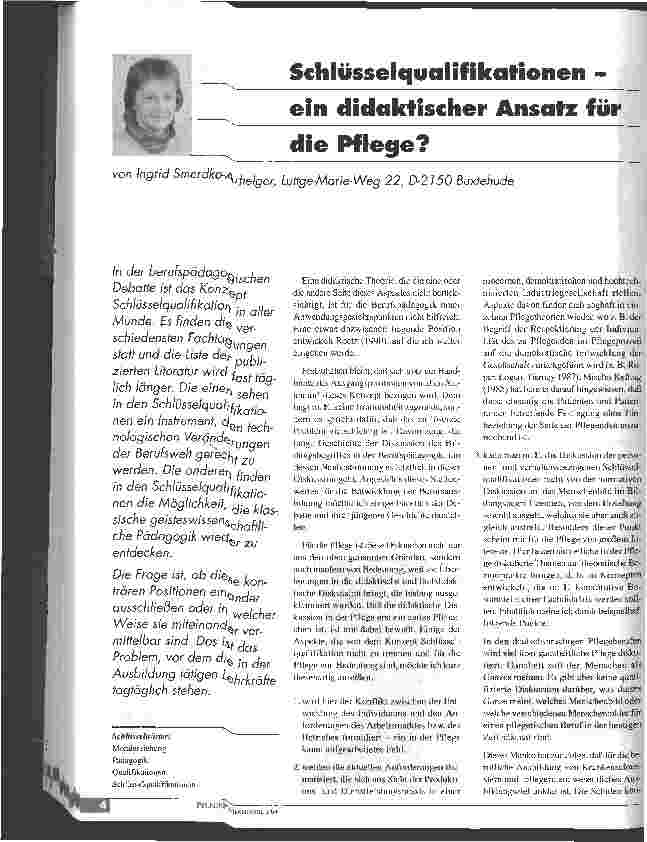 Vorschauseite 1: Schlüsselqualifikationen - ein didaktischer Ansatz für die Pflege?