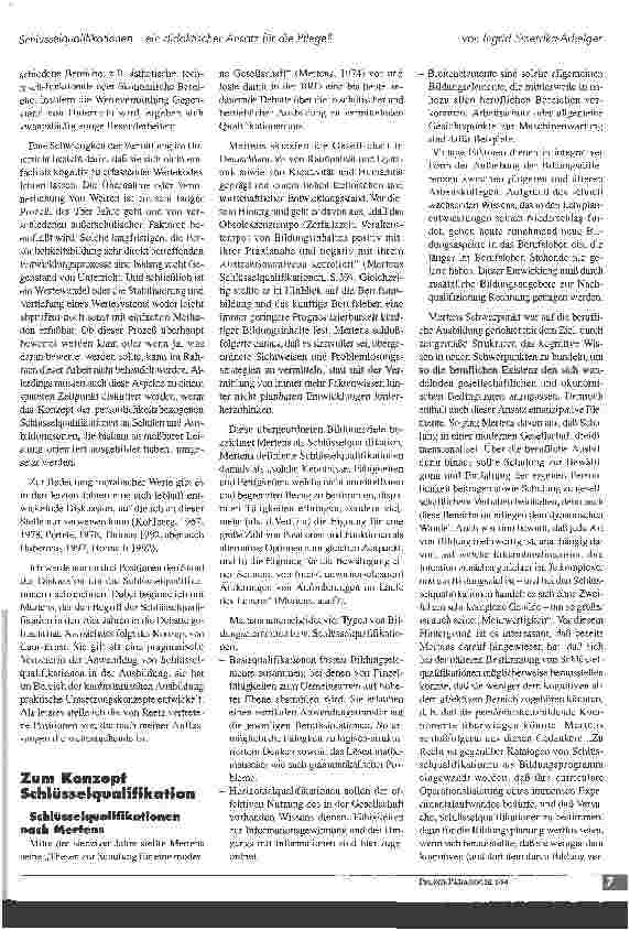 Vorschauseite 4: Schlüsselqualifikationen - ein didaktischer Ansatz für die Pflege?