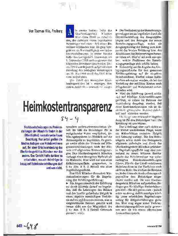Vorschauseite 1: Heimkostentransparenz