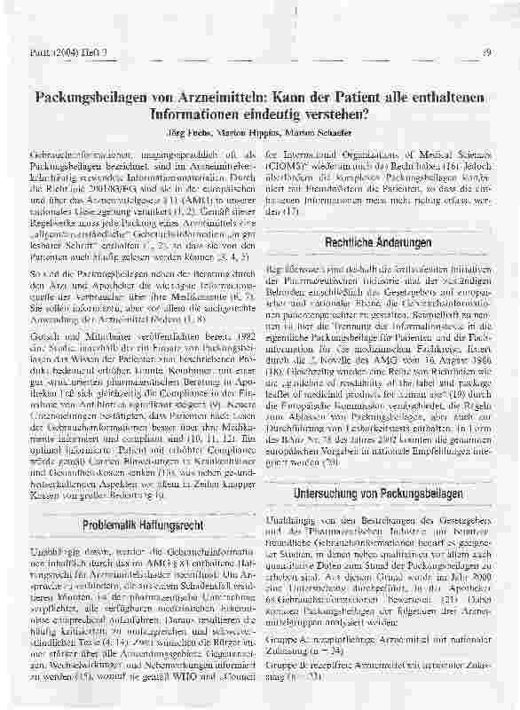 Vorschauseite 1: Packungsbeilagen von Arzneimitteln: Kann der Patient alle enthaltenen Informationen eindeutig verstehen?
