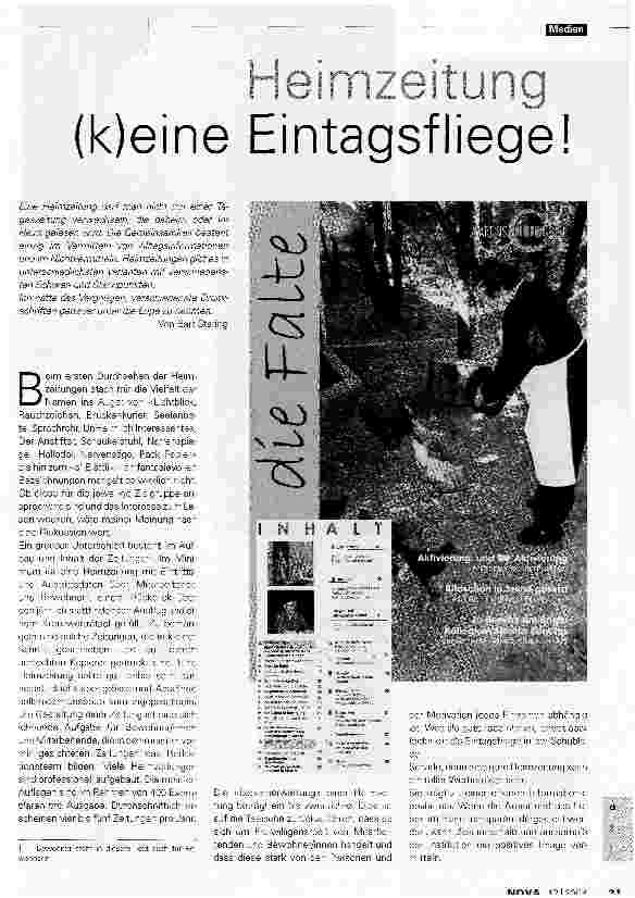 Vorschauseite 1: Heimzeitung (k)eine Eintagsfliege!