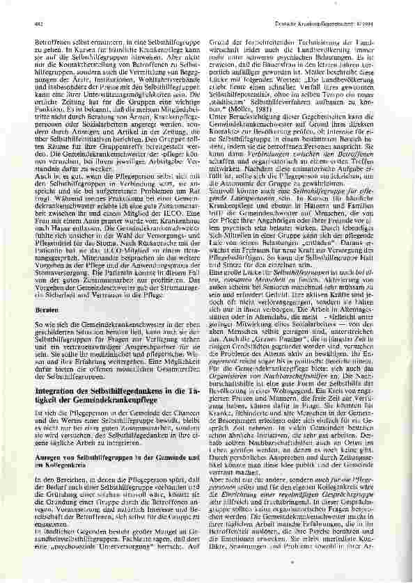 Vorschauseite 2: Die Bedeutung der Gesundheitsselbsthilfegruppen für die Gemeindekrankenpflege