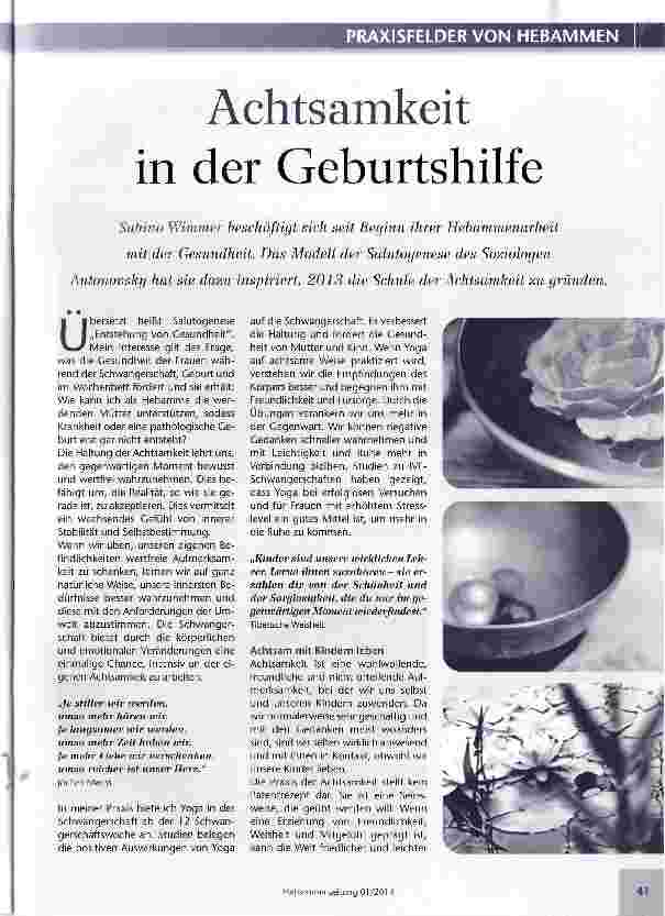 Vorschauseite 1: Achtsamkeit in der Geburtshilfe